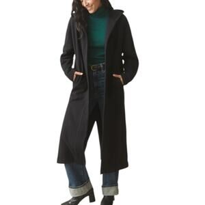 NWOT American Giant Fleece Long Coat Womens Black Shawl Hood Size M/L